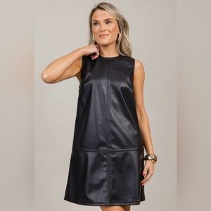 THML Black Faux Leather Sleeveless Midi Dress